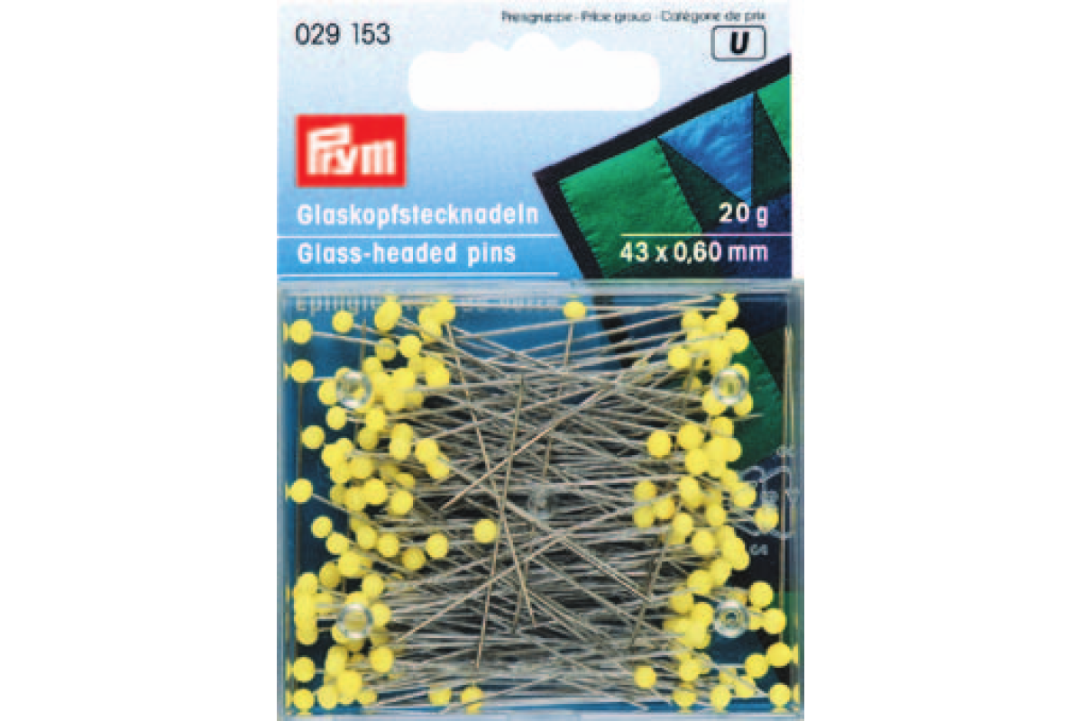 Prym - Yellow Glass Headed Pins