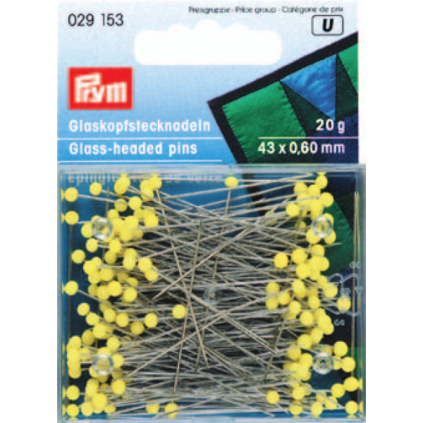 Prym - Yellow Glass Headed Pins