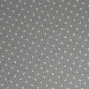 Cream Cotton Fabric with White Hearts - Width 280 cm 