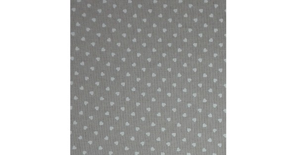 Tessuto in Cotone Ecru con Cuoricini Bianchi - Altezza 280 cm