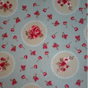 Light Blue Jessie Fabric with Roses Fancy - Width 280 cm