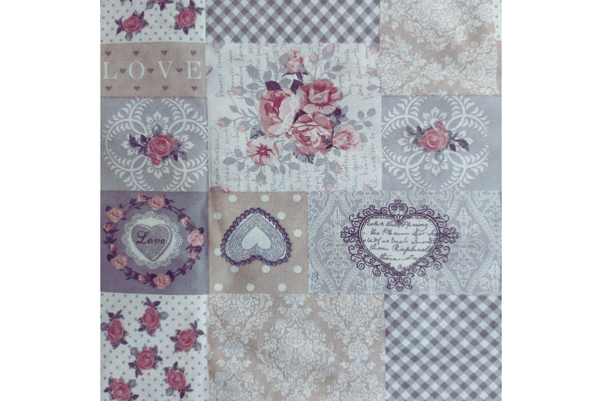 Shabby Chic Roses Cotton Fabric - Width 280 cm Shabby Chic Roses Cotton Fabric - Width 280 cm