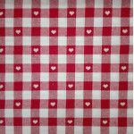 Tessuto Quadretti con Cuoricini Altezza 140 cm  - Rosso