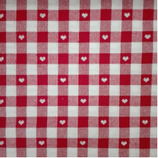 Tessuto Quadretti con Cuoricini Altezza 140 cm - Rosso Tessuto Quadretti con Cuoricini Altezza 140 cm - Rosso