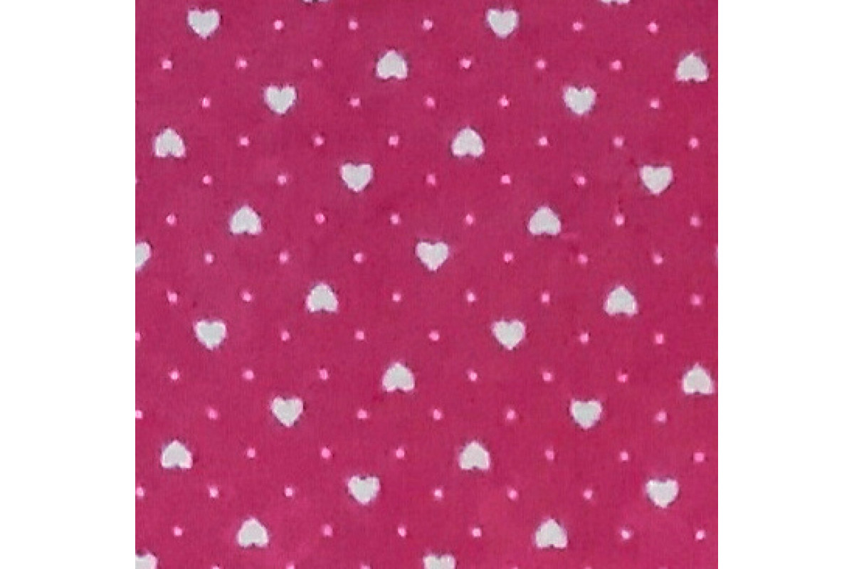 Tessuto Patchwork - Rosa con Cuoricini Bianchi Tessuto Patchwork - Rosa con Cuoricini Bianchi