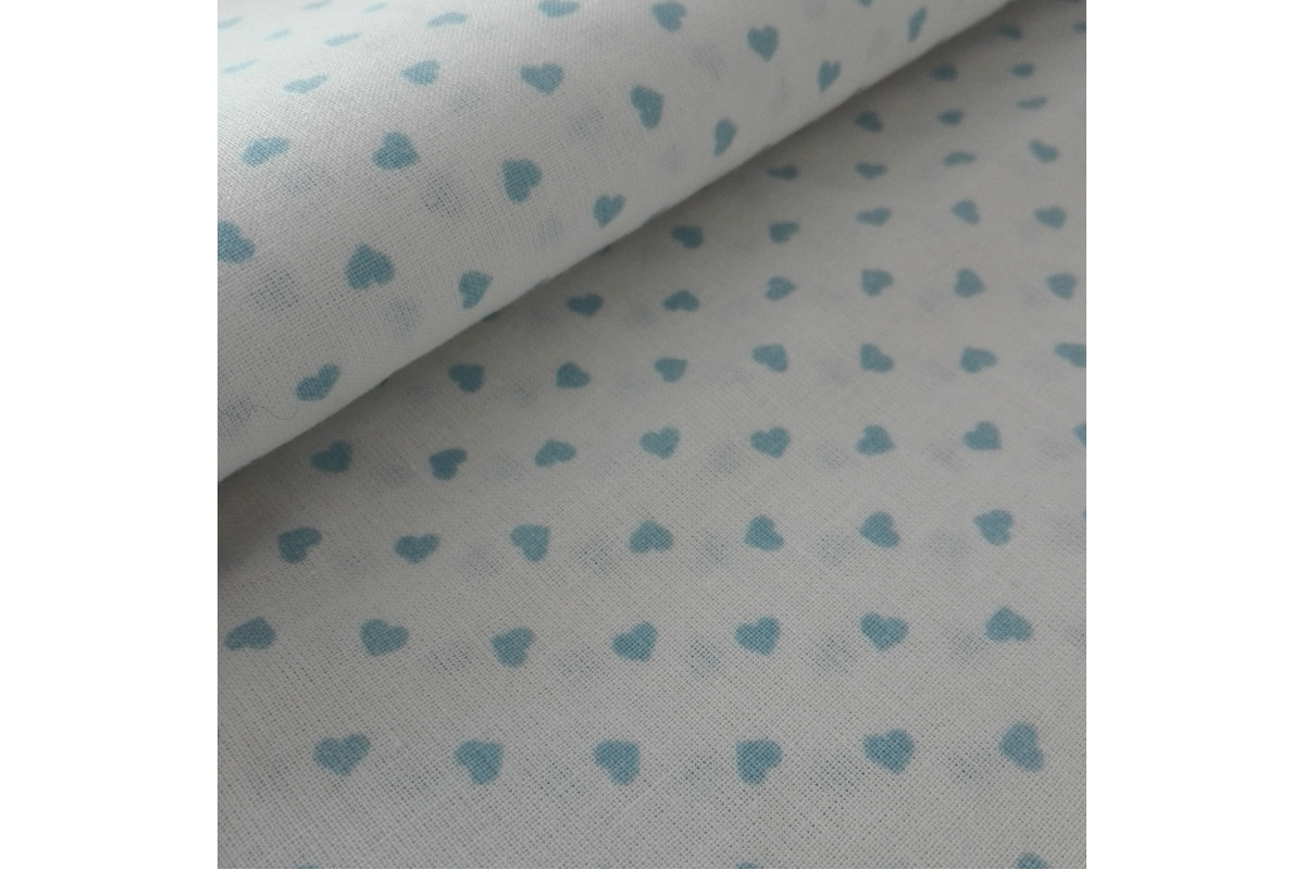 Light Blue Hearts Fancy Cotton Fabric Light Blue Hearts Fancy Cotton Fabric