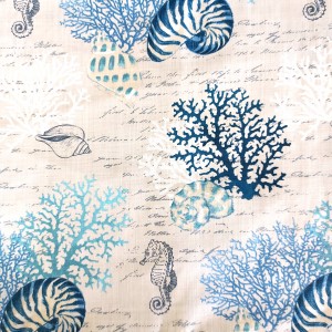 Panama Fabric Coral and Shells - Width 160 cm
