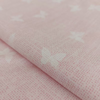 Tessuto in Cotone Rosa con Farfalle - Altezza 300 cm Tessuto in Cotone Rosa con Farfalle - Altezza 300 cm