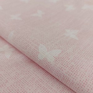 Pink Cotton Fabric with Butterflies - Width 300 cm