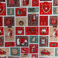 Cotton Fabric with Christmas Symbols Cotton Fabric with Christmas Symbols