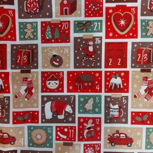 Cotton Fabric with Christmas Symbols