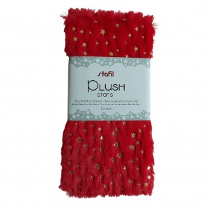 Stafil Plush Glitter - Tessuto Pelliccia d'Agnello Rosso con Stelline Oro