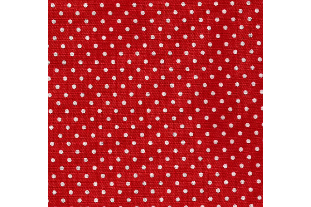 Tessuto Patchwork - Rosso con Pois Bianchi