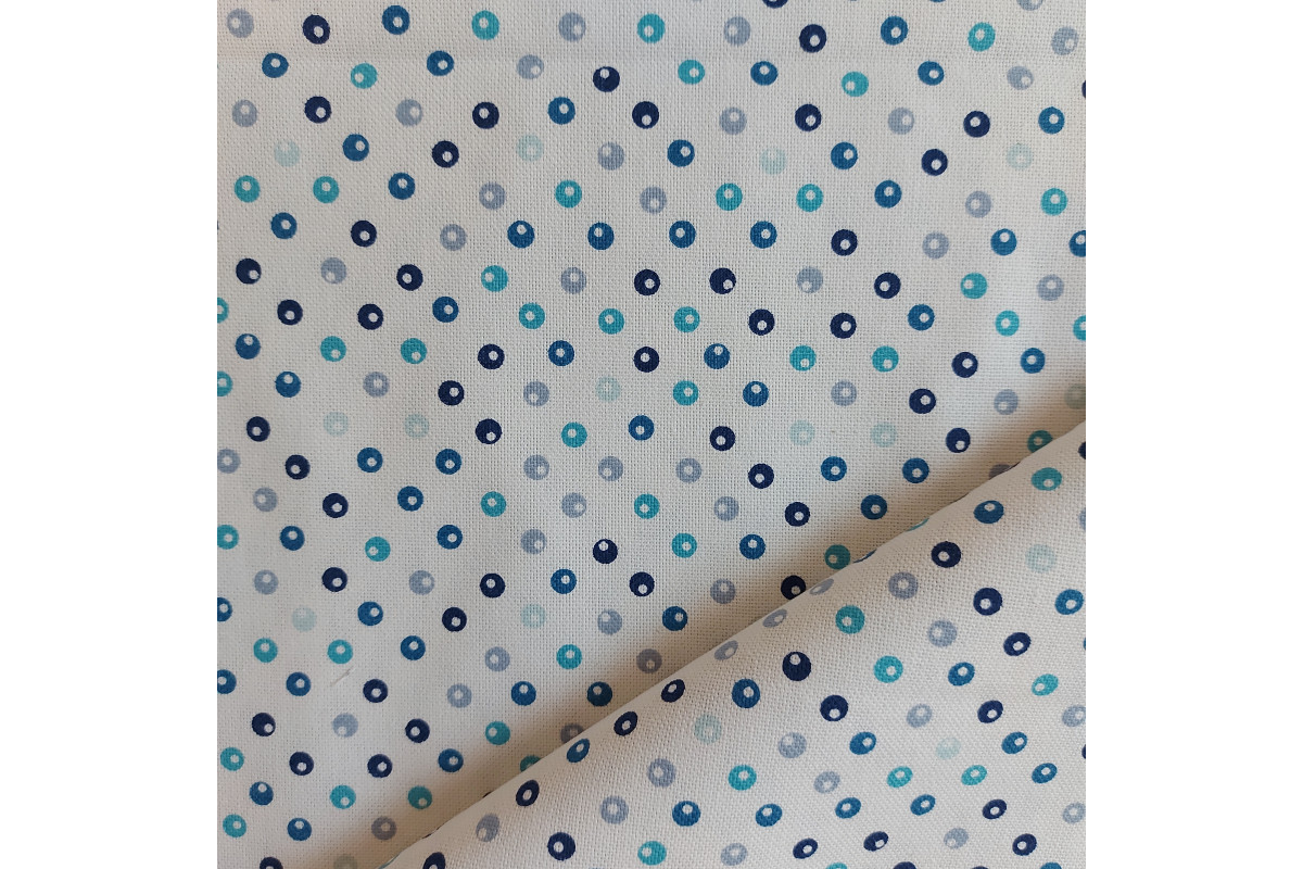 Blue Bubbles Cotton Fabric - Width 280 cm