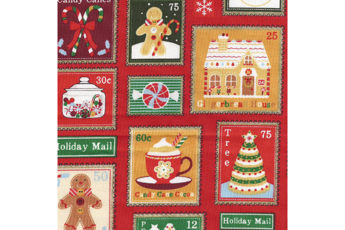 Tejido Patchwork - Motivos Navideños en Rojo Tejido Patchwork - Motivos Navideños en Rojo