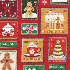 Patchwork Fabric - Christmas Motifs in Red Patchwork Fabric - Christmas Motifs in Red