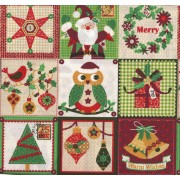 Patchwork Fabric - Christmas Motifs in White