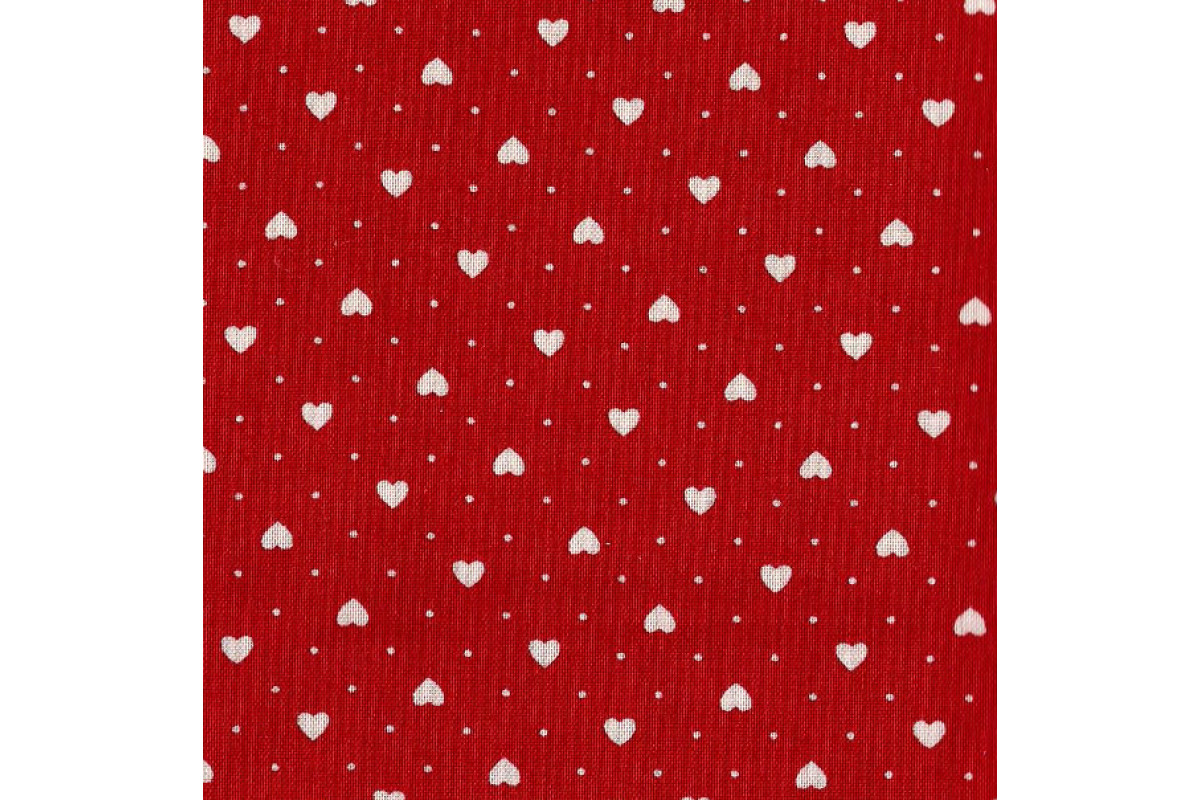 Tejido Patchwork - Rojo con Corazones Blancos Tejido Patchwork - Rojo con Corazones Blancos