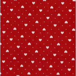 Patchwork Fabric  Red with White Hearts