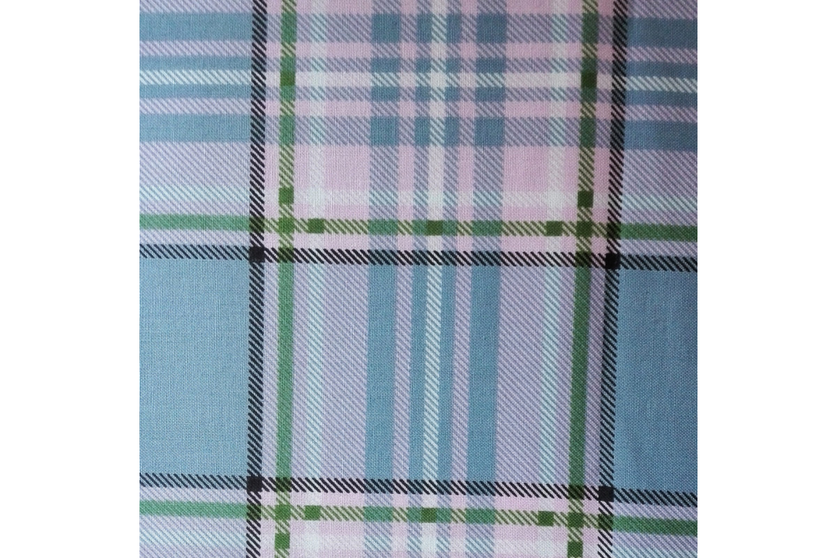 Tessuto Patchwork - Colore Quadri Blu e Rosa Tessuto Patchwork - Colore Quadri Blu e Rosa