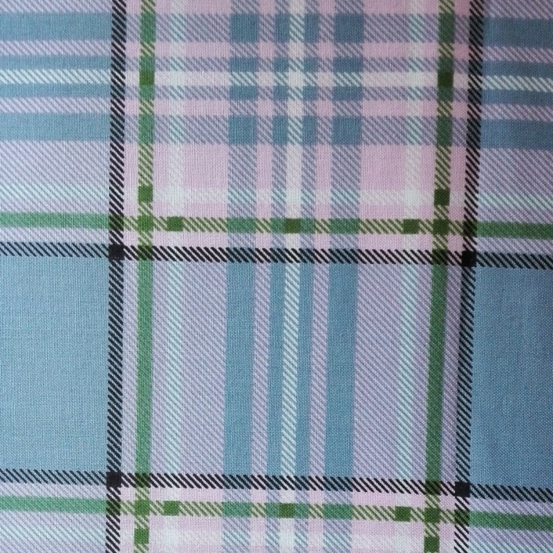 Patchwork Fabric Scottish Squares - Blue and Pink