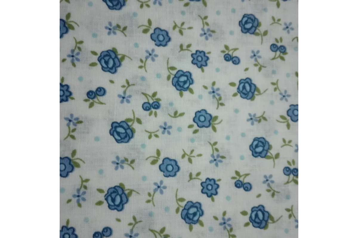 Tejido Patchwork con Flor Azul
