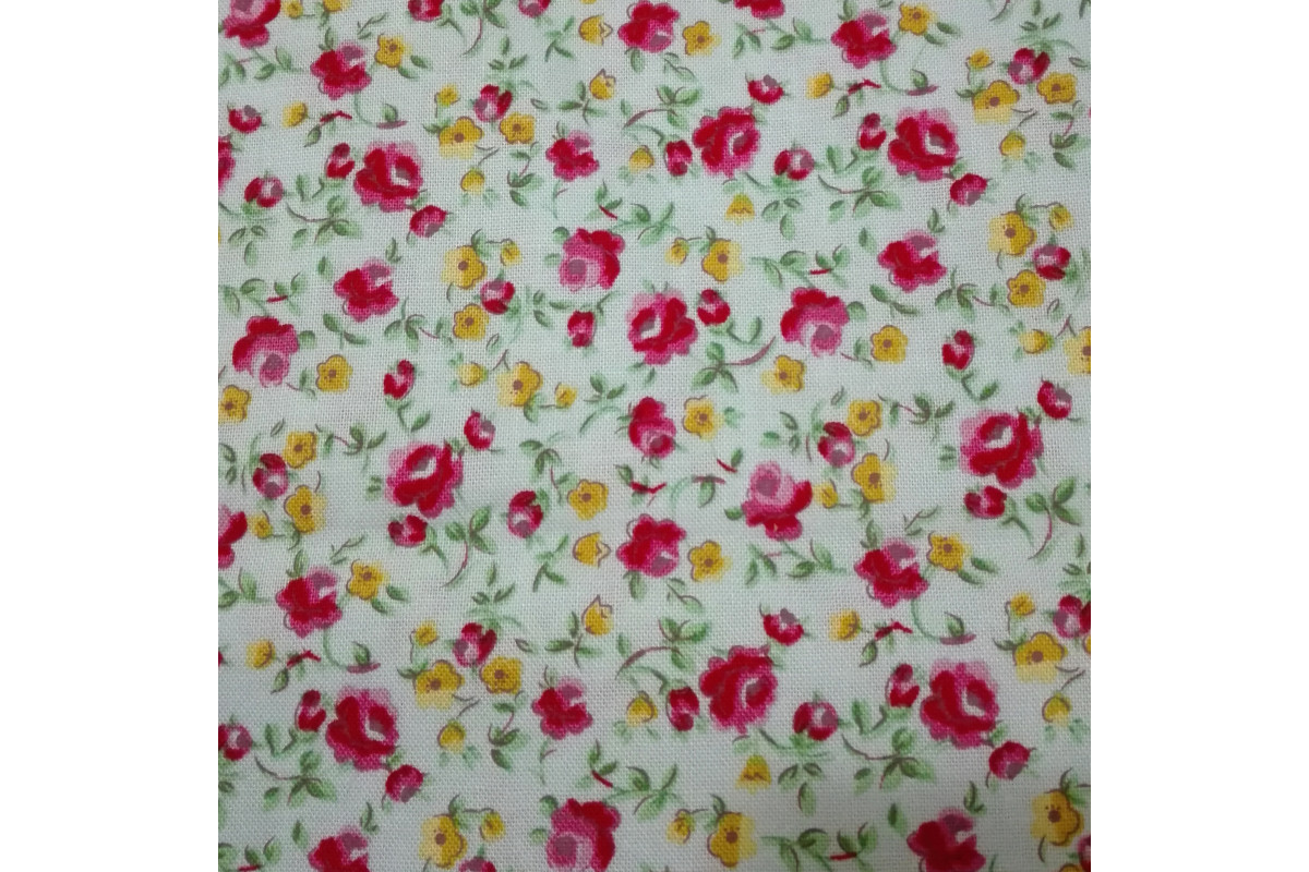 Patchwork Fabric Light Water Green with Fuchsia Roses Patchwork Fabric Light Water Green with Fuchsia Roses