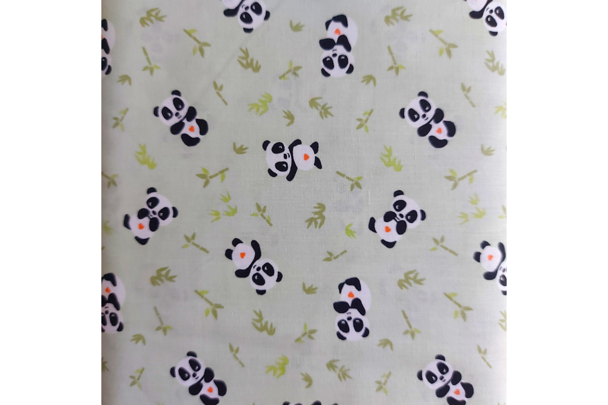 Printed Cotton Fabric Little Pandas - Width 160 cm