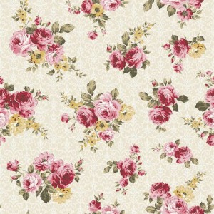 Cream Cotton Fabric - Floral