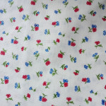 Tejido Patchwork con Flores Rojos y Azul