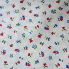 Patchwork Fabric White with Red and Blue Flowers Patchwork Fabric White with Red and Blue Flowers