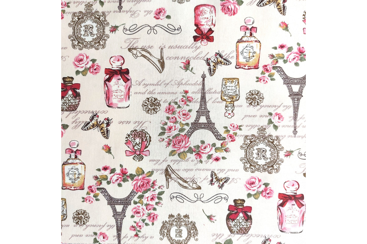 Paris Printed Fabric - Color Cream - Width 110 cm Paris Printed Fabric - Color Cream - Width 110 cm