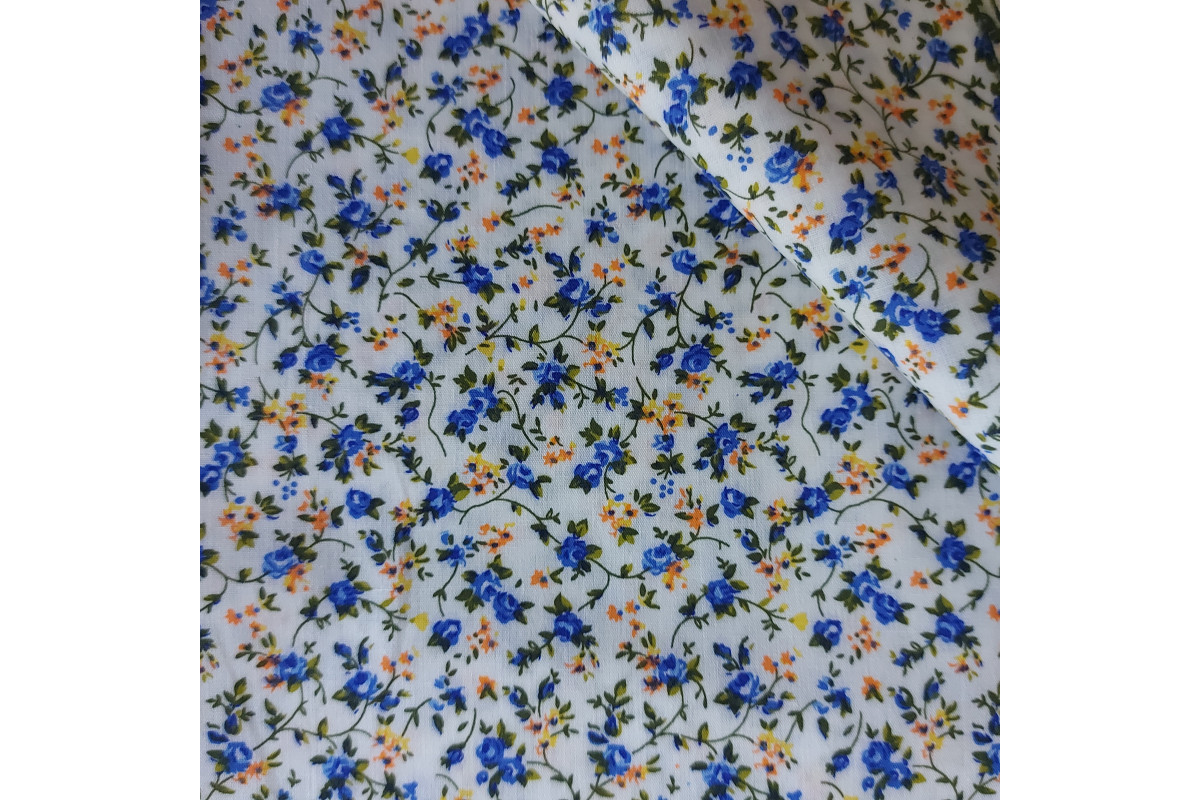 Tela Patchwork con Flores Azul y Amarillos Tela Patchwork con Flores Azul y Amarillos
