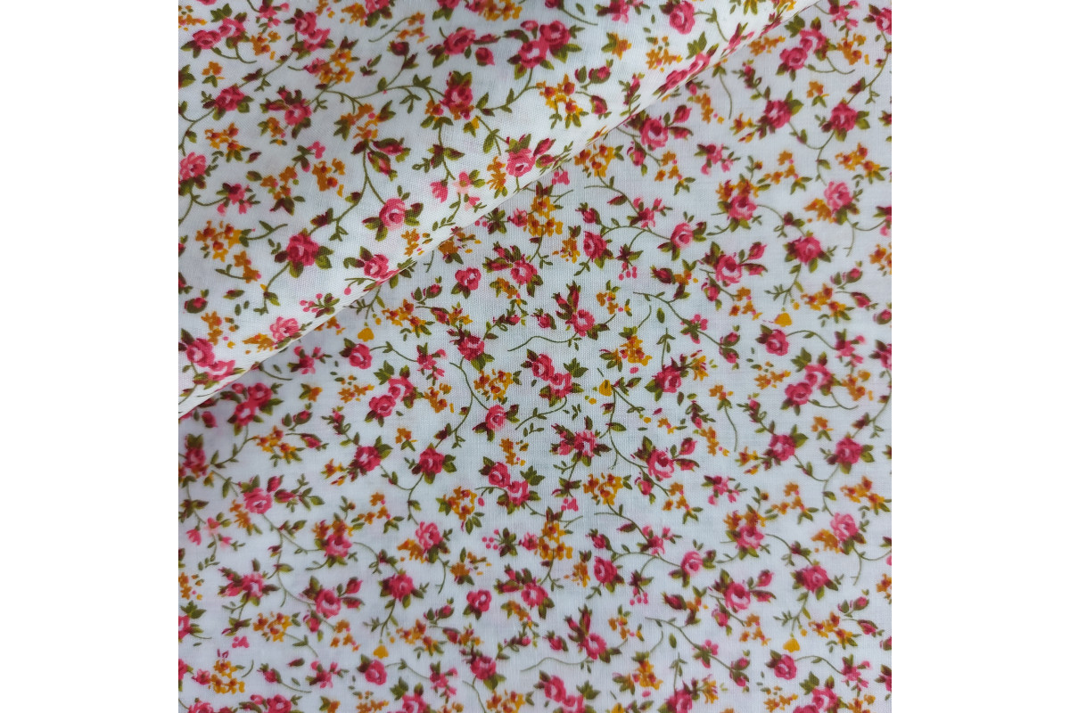 Tessuto Patchwork - Fiori Rosa e Gialli