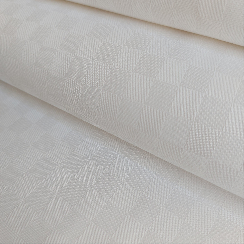 White Gloria Check Cotton Fabric - Width 180 cm