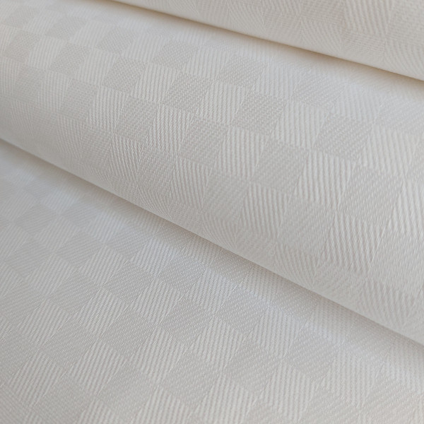 White Gloria Check Cotton Fabric - Width 180 cm