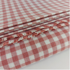 Zephir Cotton Fabric Gingham Square Color Old Pink Zephir Cotton Fabric Gingham Square Color Old Pink