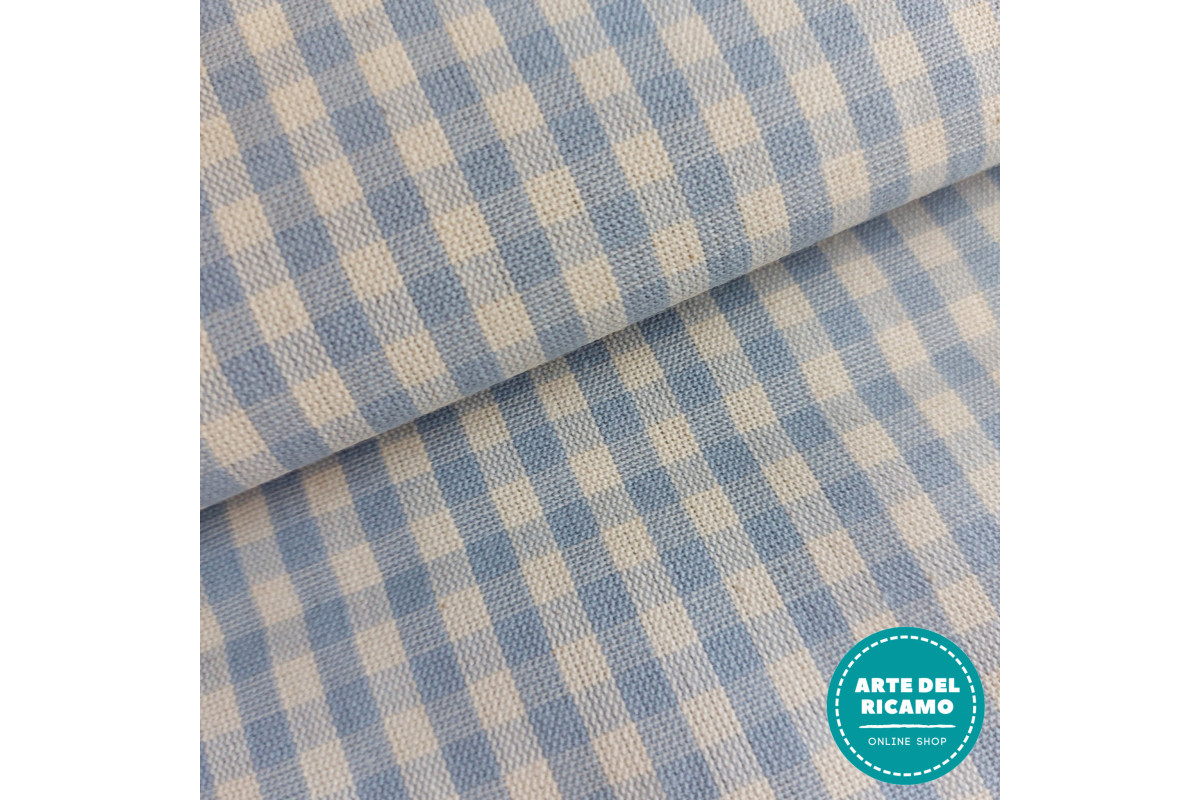 Light Blue Checkered Fabric - Width 180 cm Light Blue Checkered Fabric - Width 180 cm