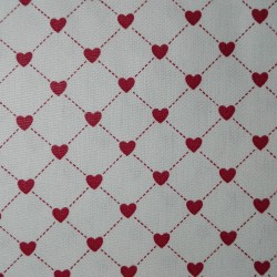 Cotton Fabric  Cream with Red Hearts