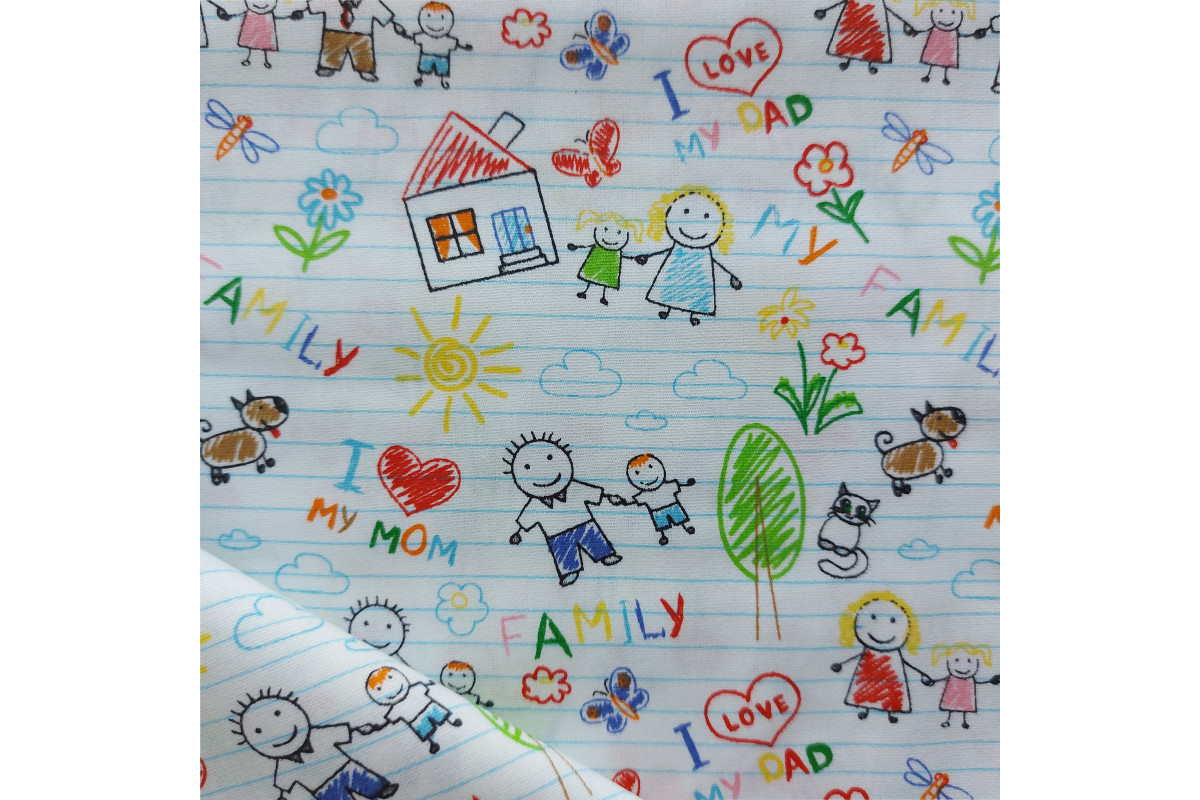 Cotton Fabric  - My Family