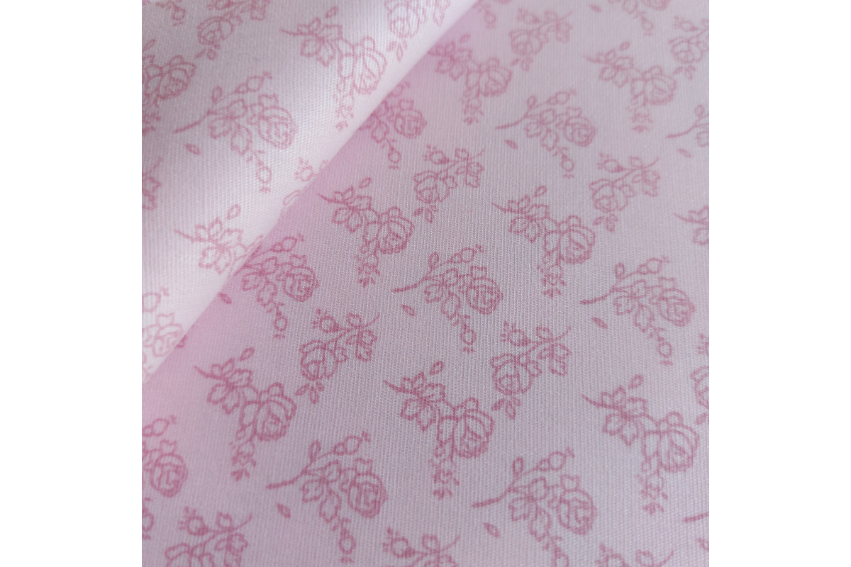 Pink Cotton Fabric - Little Roses Pink Cotton Fabric - Little Roses