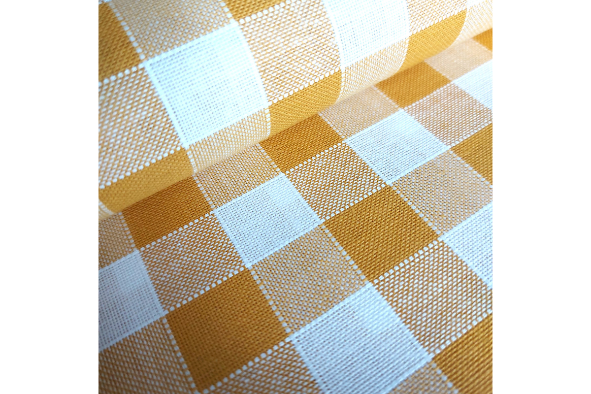 Rustichella Checkered Fabric 2x2 cm - Width 180 cm - Color Mustard