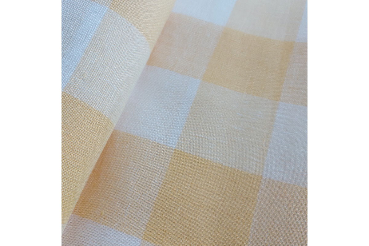 Riviera Linen Fabric - Yellow Big Boards - 180 cm Riviera Linen Fabric - Yellow Big Boards - 180 cm