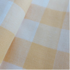 Tessuto di Lino - Riviera Quadri Giallo - Altezza 180 cm Tessuto di Lino - Riviera Quadri Giallo - Altezza 180 cm