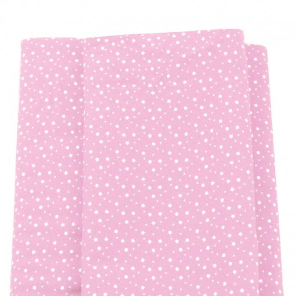Patchwork Fabric  - Pink with White Stars