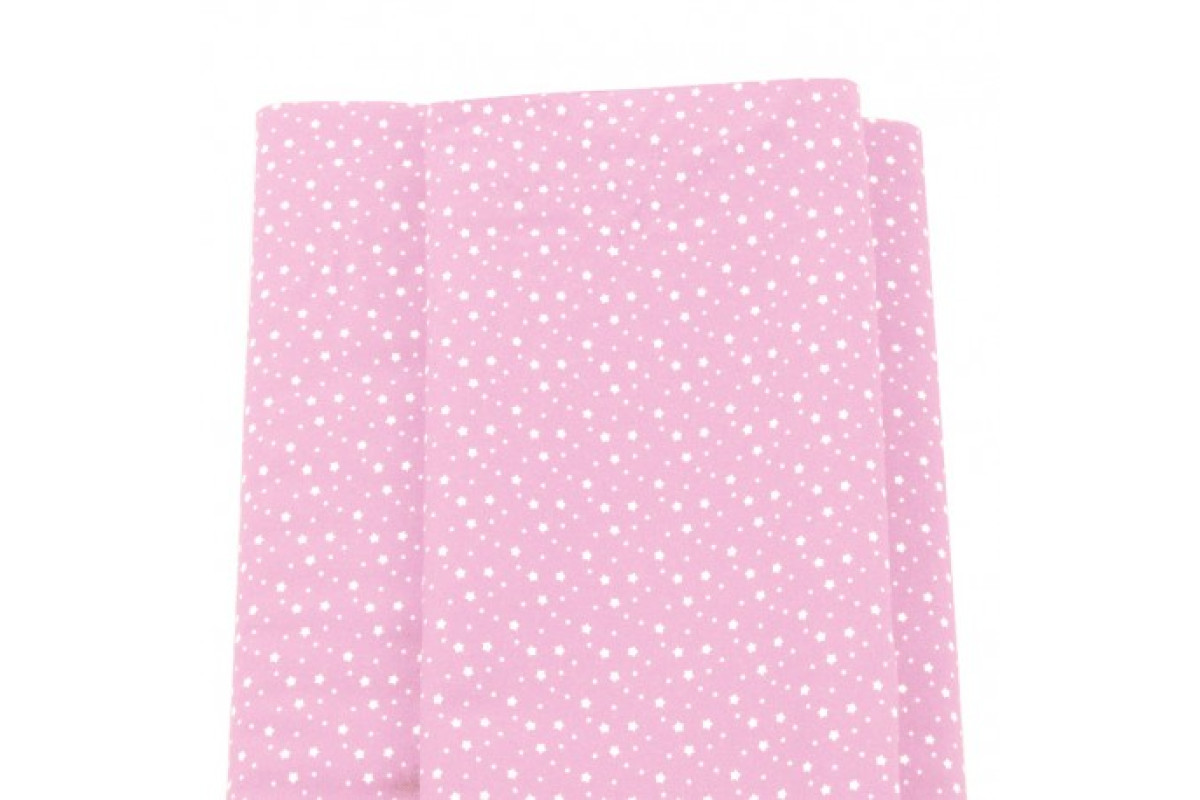 Patchwork Fabric - Pink with White Stars Patchwork Fabric - Pink with White Stars