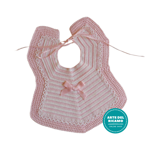 Crochet Baby Bib - Pink Lines