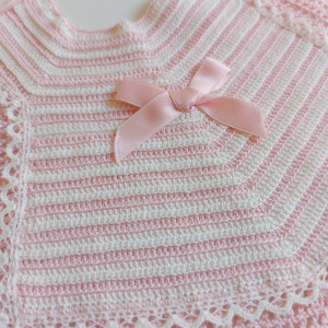 Crochet Baby Bib - Pink Lines