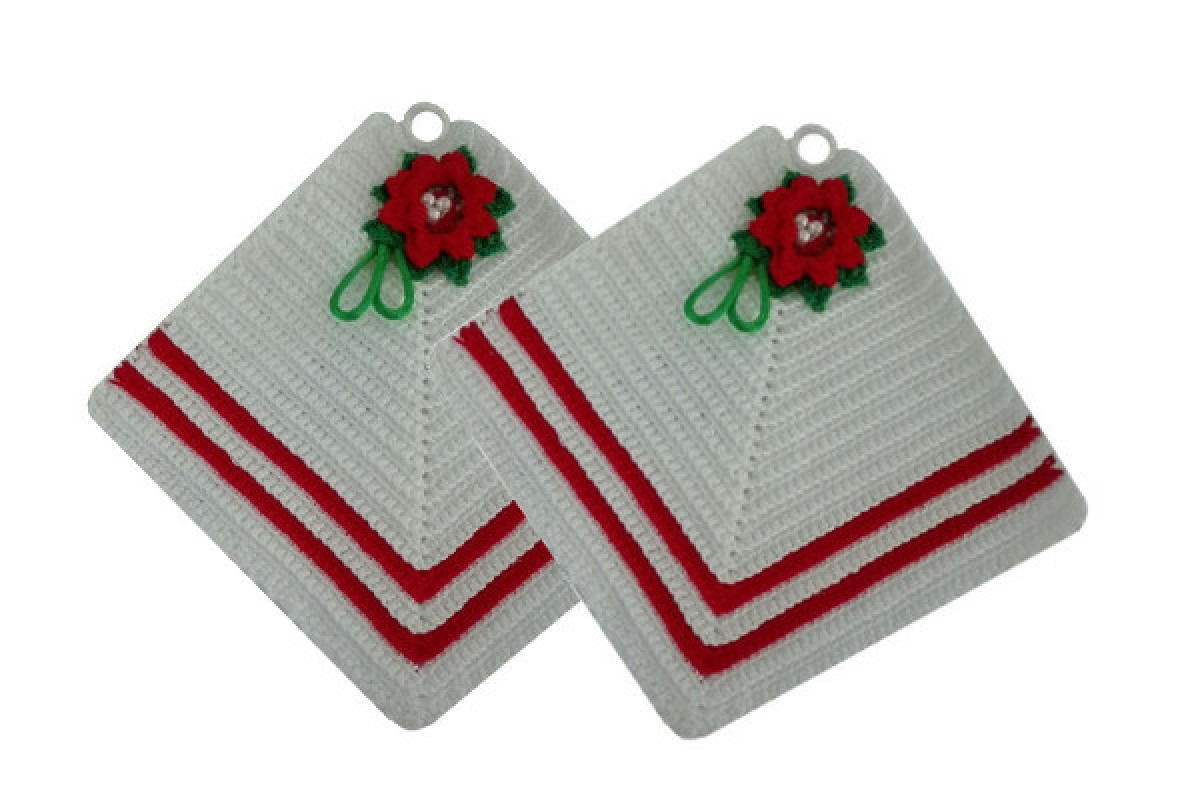 Coppia Presine Quadrate con Stella di Natale Coppia Presine Quadrate con Stella di Natale
